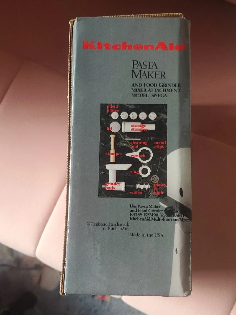 KitchenAid White and Red Pasta Maker & Food Grinder Attachment